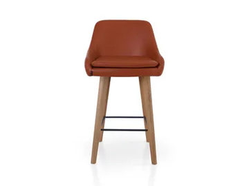 PREMIERE BAR OAK - High leather stool with footrest by 5A Design - view 2